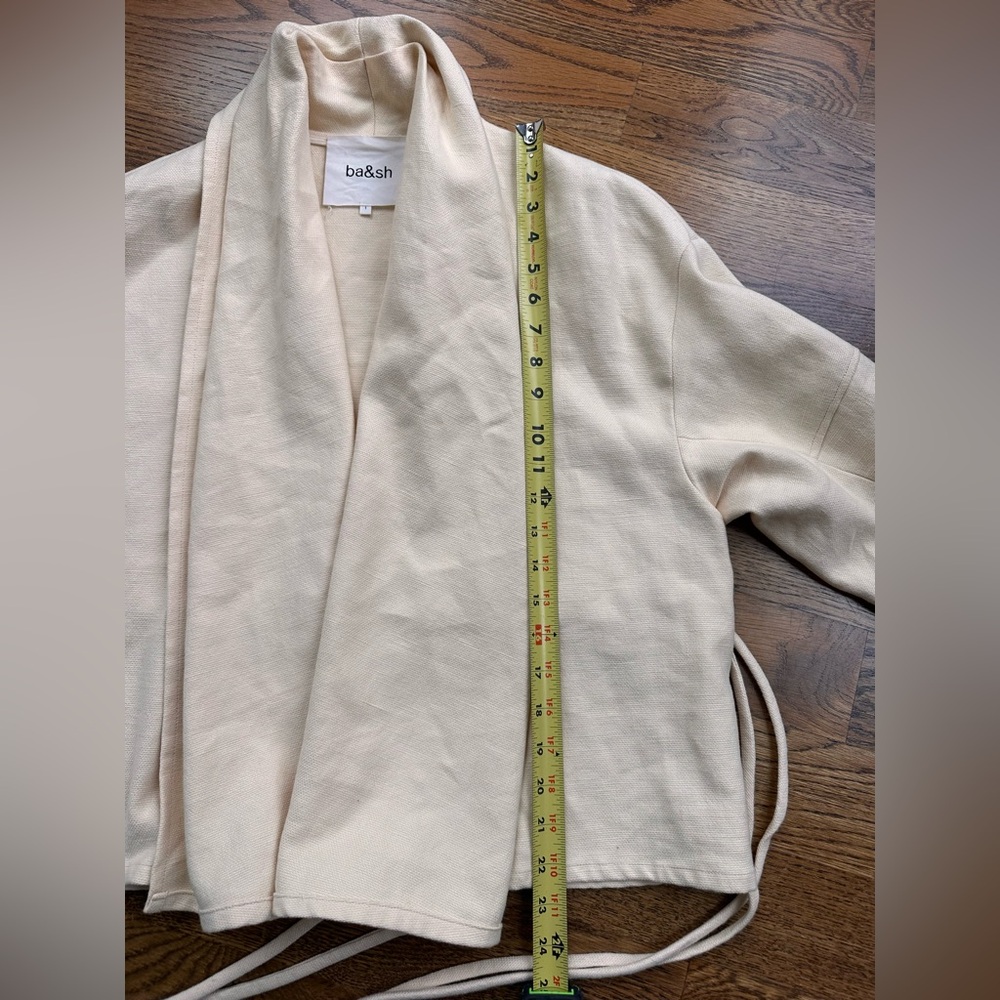 Ba&sh Joyce Jacket Sz 1 US 4 Linen Cotton Wrap Tie Waist Cream/Ecru Boho Kimono - Picture 15 of 15